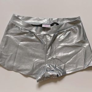 silver spandex shorts